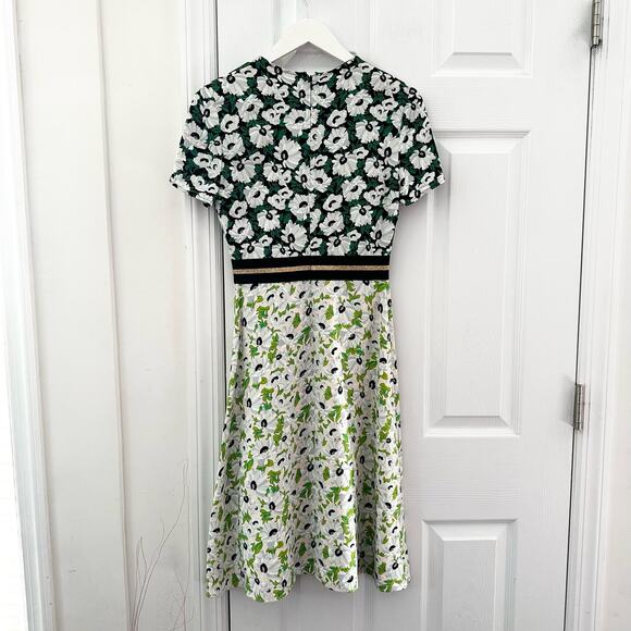Stella McCartney Green White Petra Floral Print Dress Fit Flare 36 0/2 XS - Picture 11 of 14